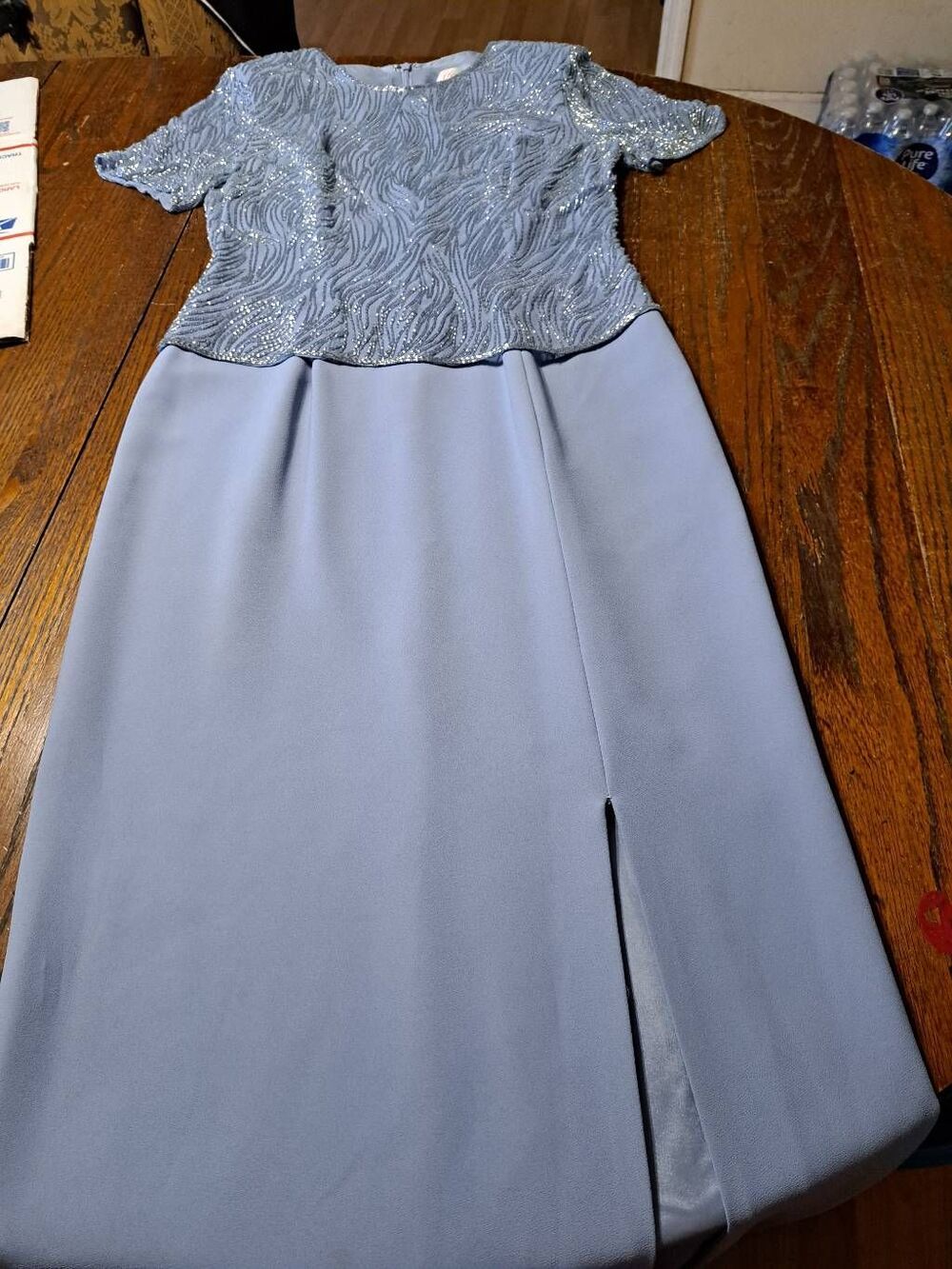 10 Montage Collection Mon Cheri Beaded Embellished Short Sleeve Formal Dress